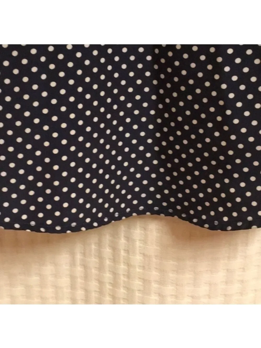 Forever 21 Modest womens size Medium polka dots dark blue white‎ button-d…